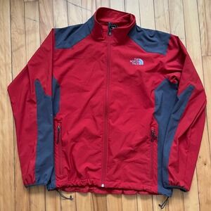 The North Face Apex Softshell Red Gray Full Zip Jacket Mens XL Windbreaker